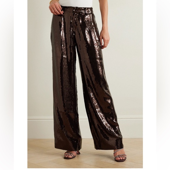 NWT Retrofete SET Tuxedo Blazer Pant Suit Dark Brown Sequin Medium $1100 Retail - Picture 7 of 16